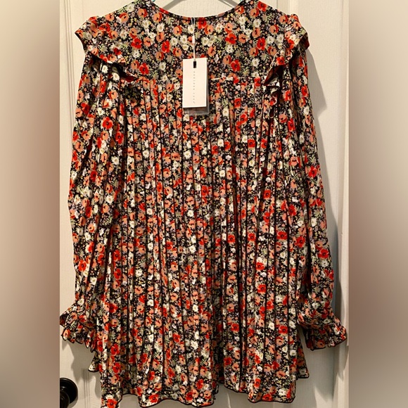 NWT Revolve | Endless Rose Pleated Floral Romper Ruffled w Bishop Sleeves CL3 - Picture 9 of 12